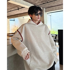 WY10155-特P48控88新款连帽贝壳绣花麦穗提花大码男宽松情侣卫衣，男装卫衣，电商A059