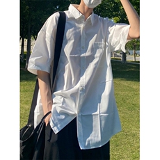 男短袖潮牌潮流高级感冰丝衬衣休闲痞帅外套夏季宽松CS02，女装短外套，星座1116A（原606A-3）