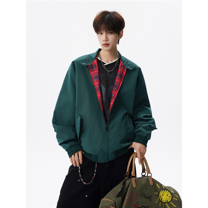 美式复古棒球服外套男春秋季潮牌拉链立领夹克宽松上衣服JK005,男装夹克,电商B312