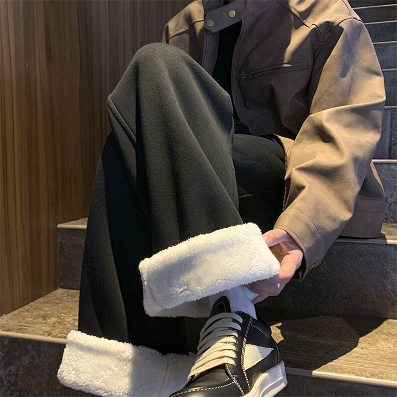 新款加绒加厚羊羔毛直筒卫裤XZ604-K113-P60控78,男装休闲裤,星座604