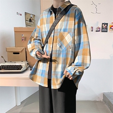 衬衫男2025秋季新款港风磨毛格子长袖衬衣CS603-特P27无差价，男装衬衫，星座214-3
