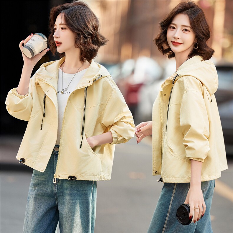 小个子短外套女2026年春季长袖连帽女士夹克外套休闲风，女装短外套，悦祺