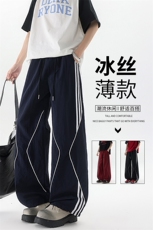 美式高街条纹裤子男夏季冰丝宽松冲锋户外工装伞兵阔腿裤KZ047P55，男装休闲裤，电商B312