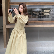 【现货】数据好圆领中长款风衣连衣裙腰带款2C327-9910P150控230，女装连衣裙，2C327