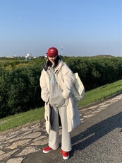 2024冬装新款长款羽绒棉衣宽松大码连帽棉服过膝女装上衣棉袄外套，女装棉衣/棉服，红依娜