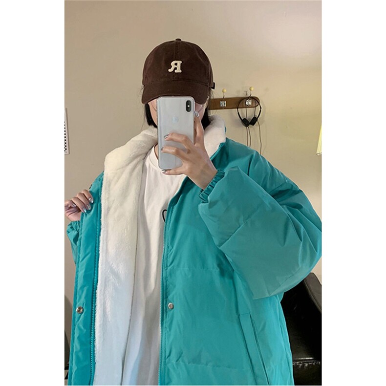 2025秋冬季立领女韩版宽松显瘦羊羔毛羽绒棉服面包服加厚保暖外套，男装棉衣，星座506A