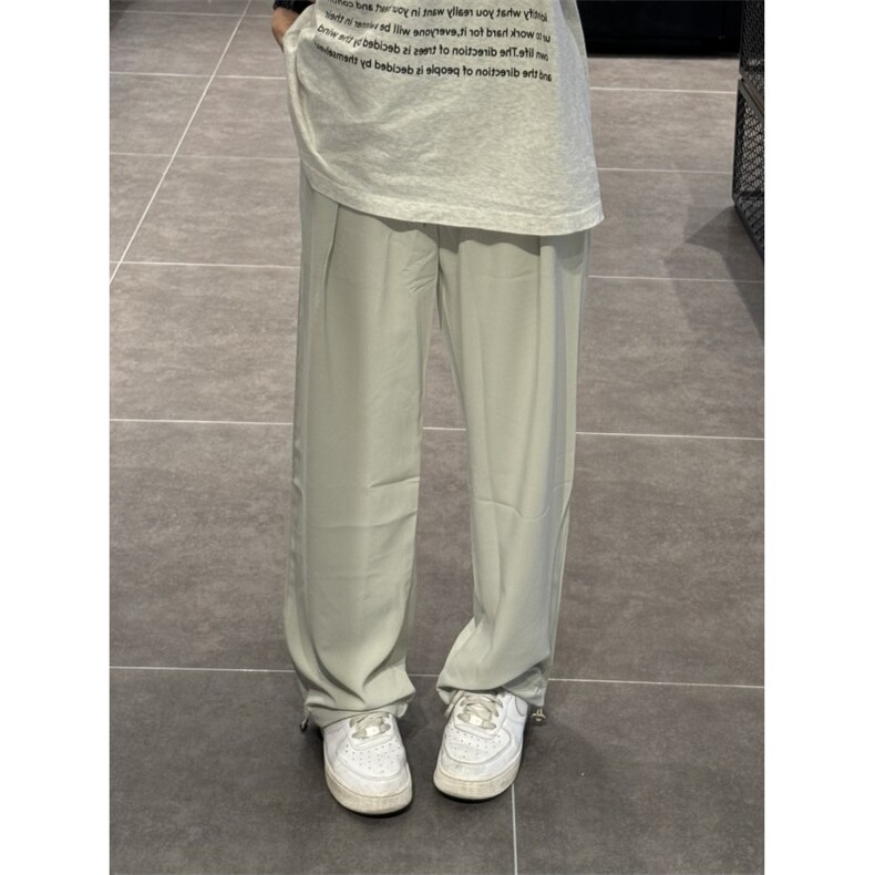 【网图有货】豆绿色冰丝阔腿裤凉感裤子垂坠感KZ539LL-特P40,男装休闲裤,星座1007（原301D）