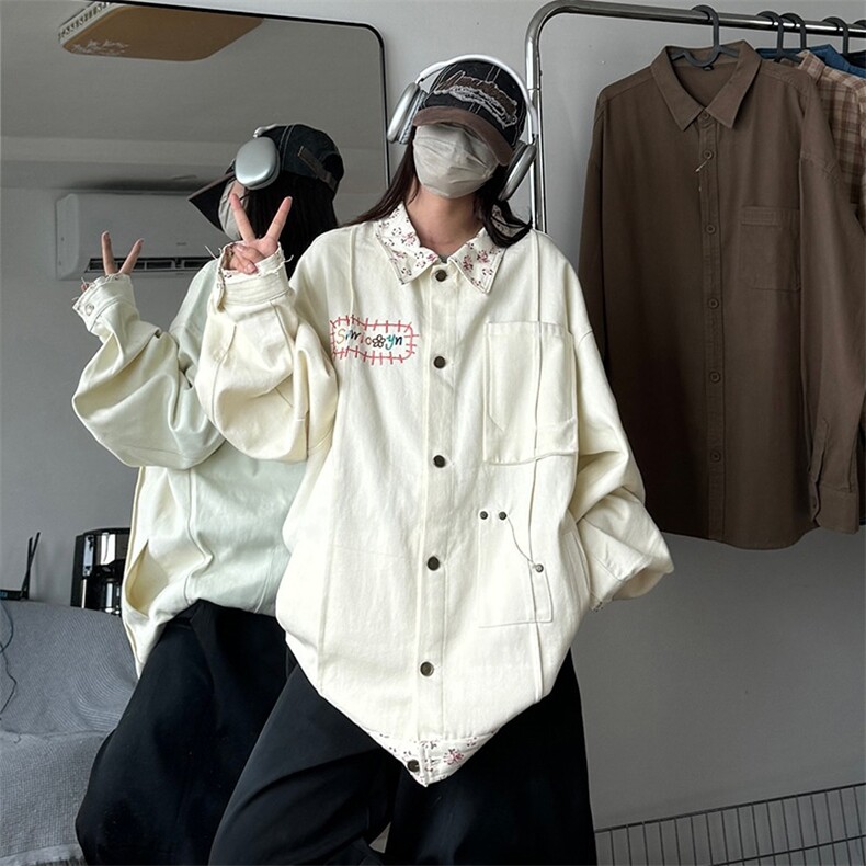 秋男女夹克中性风工装外套字母鲜花刺绣涂鸦休闲夹克上衣JK95P65,男装夹克,星座1013-1