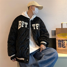 美式棒球棉服男潮牌ins秋冬季加厚棉衣港风复古菱格宽松棉袄外套，男装棉衣，星座505-2（原电商A260-1)