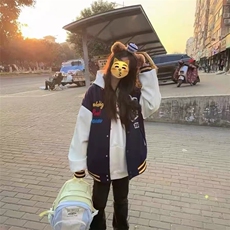 潮美式字母秋季刺绣棒球服潮牌2025痞帅休闲高街夹克外套，男装夹克，星座506A