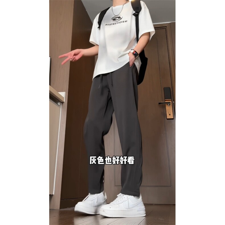 抖音！夏季冰丝弯刀裤休闲裤百搭裤子潮男裤子BK0001-P40,男装休闲裤,电商B388