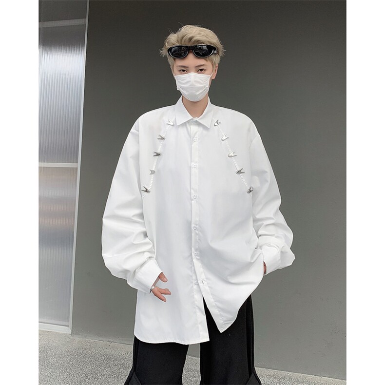 男装衬衫24春季金属设计感男休闲长袖衬衣衫XZ514-2-202416-P78,男装衬衫,星座514-2(原B239)