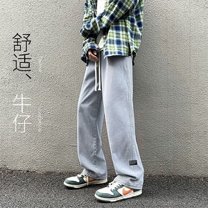 高街美式复古牛仔裤男款宽松直筒潮牌秋季裤子K826-特批37图片