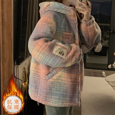 C480-120多巴胺彩色拼接宽松羊羔毛棉服女冬季设计感减龄保暖棉衣，男装棉衣，星座911-2(原星座613-2）