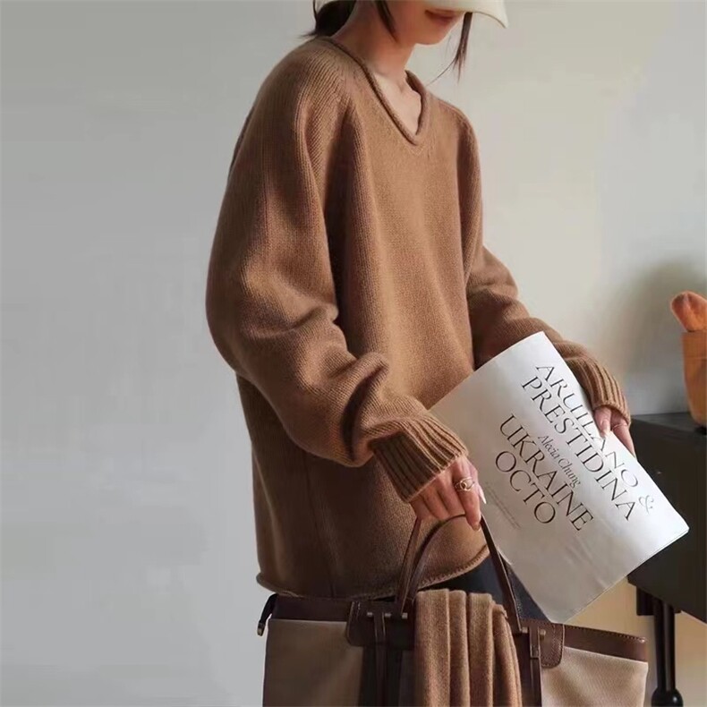 秋冬新款女宽松慵懒风软糯外穿加厚毛衣女针织图片