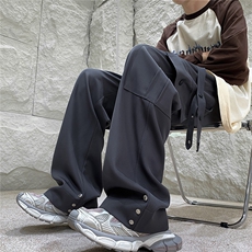 1港风冰丝工装裤男抽绳大码M-5XL拖地直筒休闲长裤SK77039P45控69，男装工装外套，星座226-2