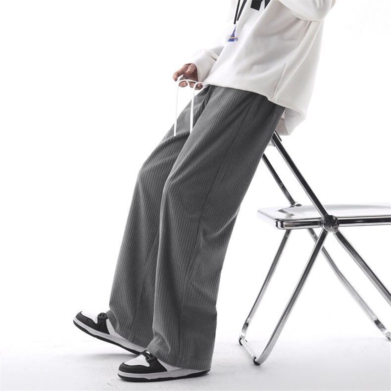 宽松直筒长裤灯芯绒长裤拖地裤高级感时尚垂顺1008特批35,男装休闲裤,星座718-1