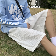 抖音品质优质款垂感褶皱冰丝短裤五分裤313A-1-KK275-P45控价58，男装休闲裤，星座808A-1