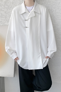 8XL-M 风新中式黑色翻领长袖衬衫男秋季休闲衬衣痞帅CS537P58图片