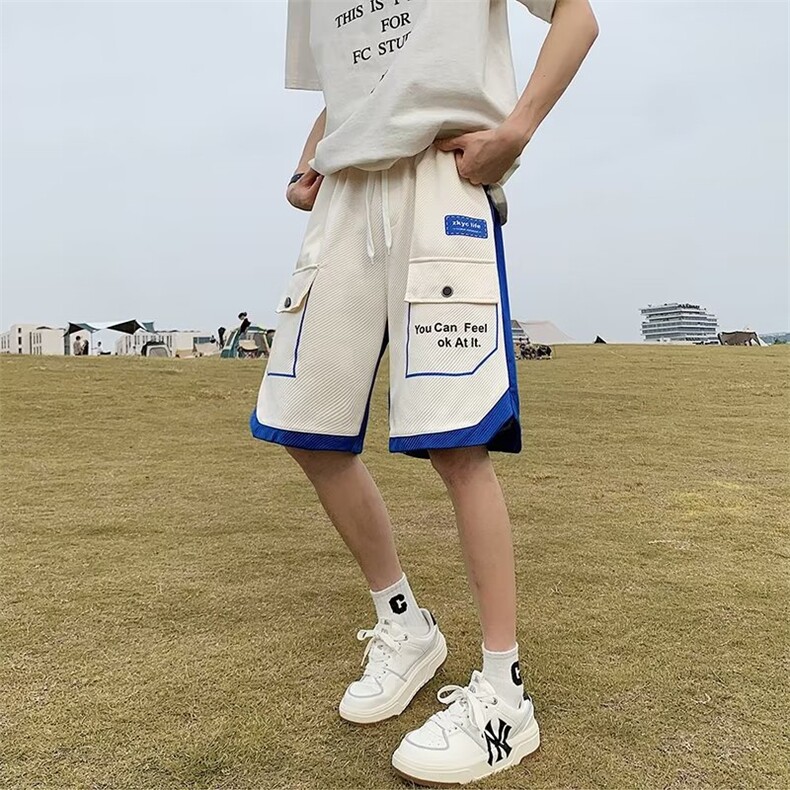 休闲裤男韩版潮流高街字母口袋个性2026夏新款ins五分裤K4099-P32,男装牛仔裤,星座412
