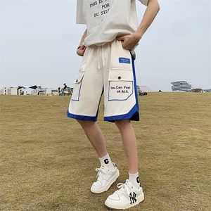 休闲裤男韩版潮流高街字母口袋个性2026夏新款ins五分裤K4099-P32图片