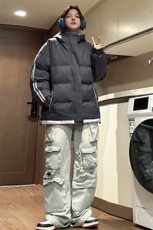 大码冬季防水防寒加厚保暖光版俩条杆连帽棉衣二开MY95811P75，男装棉衣，星座309（原A406）