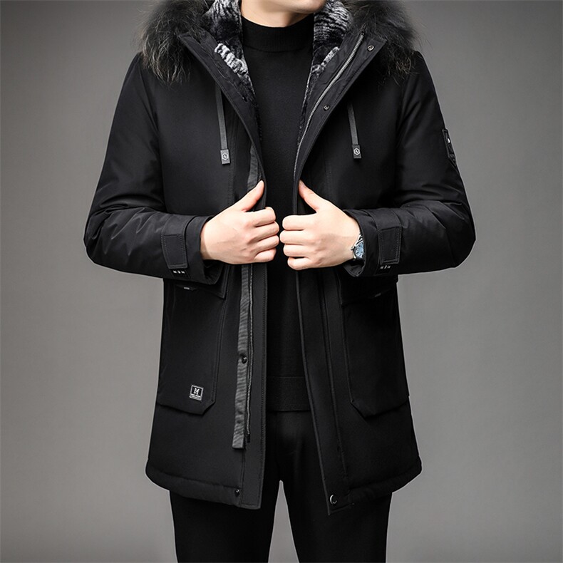 连帽羽绒服大毛领保暖男装宽松大码90白鸭绒防寒外套XY22851-P380，男装羽绒服，星座1105-3