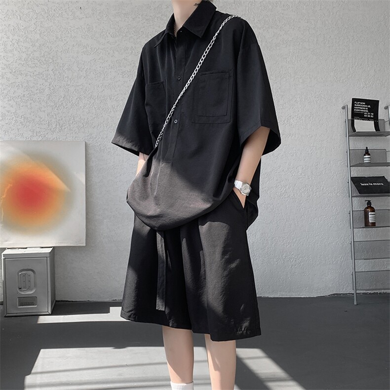 现货TZ25113-P52特控88大码夏季冰感顺滑纯色套装,男装休闲套装,电商D232