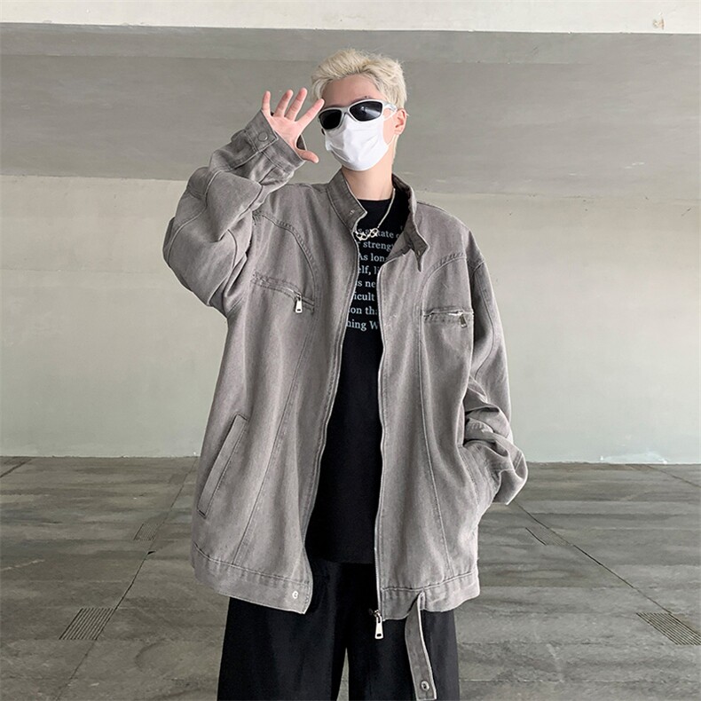 F371P70男生秋装新中式潮牛仔外套男复古宽松水洗,男装工装外套,星座512-6