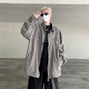 F371 P70男生秋装新中式潮牛仔外套男复古宽松水洗图片