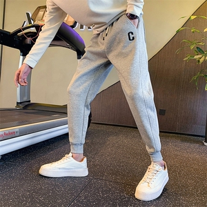 KK88 P58控78 小伙风春秋季刺绣字母休闲裤潮流百搭束脚卫裤 藏青图片