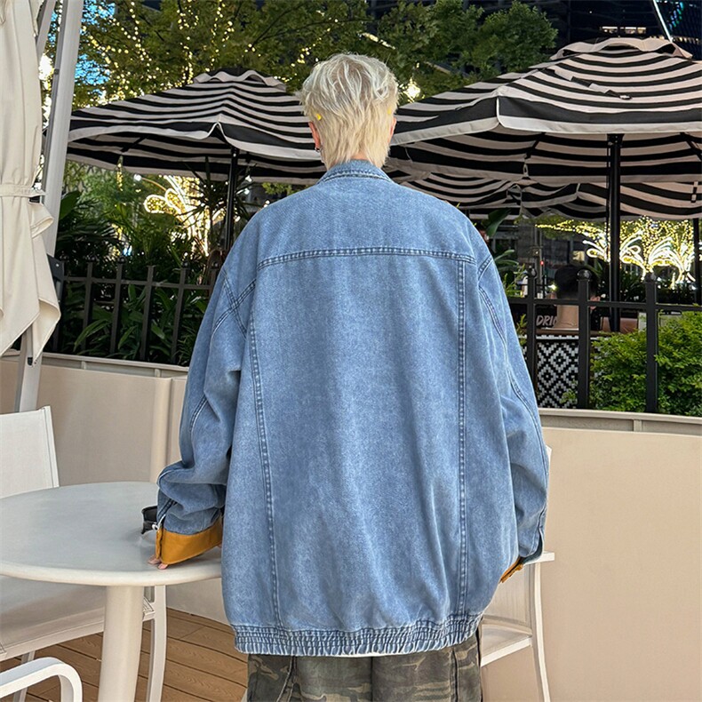港风秋季牛仔外套男潮牌炸街休闲百搭牛仔夹克男JK02173-P80,男装工装外套,星座308B-2