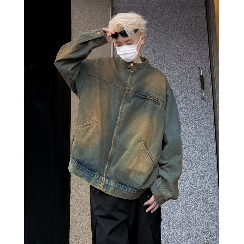 复古蓝牛仔外套男士春秋季痞帅炸街水洗做旧上衣男夹克J3341-P70,男装工装外套,星座302B-3
