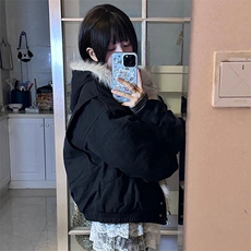 现货高品质美式高街冬季重磅硬挺短款座山雕毛领棉衣男女加厚外套，男装棉衣，电商A486