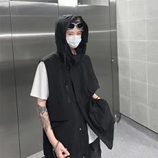 2024夏季新款机能坎肩连帽马甲男潮牌百搭工装背心现货W8201-P48，男装背心/马甲，星座512-4