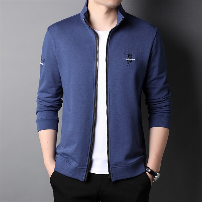 半高领卫衣男拉链开衫春秋季宽松立领中年男士秋装上衣2023新款潮，男装卫衣，电商B212（原钱塘6029）