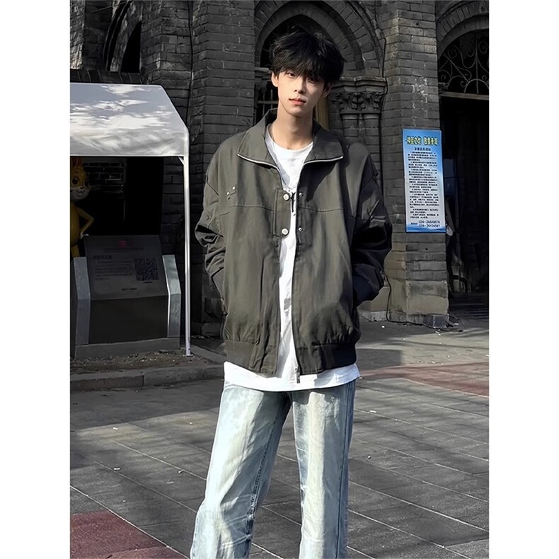 皮衣外套男穿搭美式复古休闲皮夹克短款机车服513AJK2675P70,男装夹克,星座513A