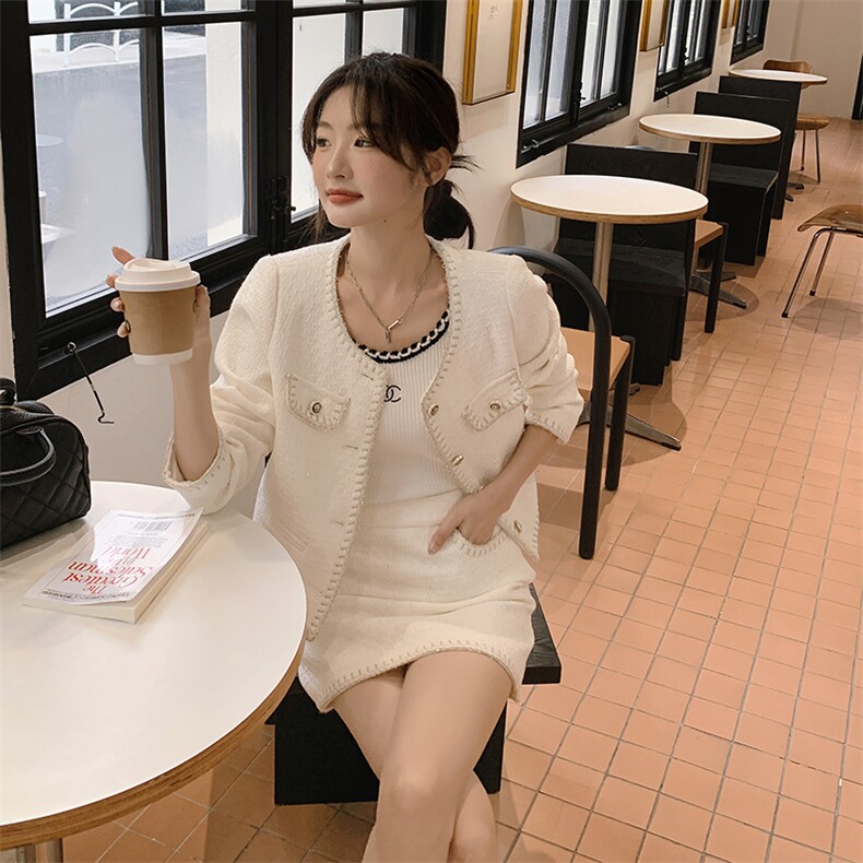小香风套装女2025新款春秋季高级感气质名媛粗花呢短外套半身裙子,女装套装/套裙,慧峰