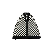 M54-P42棋盘格开衫马甲毛衣外套，男装针织衫/毛衣，星座1501-1