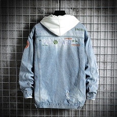 JK822-p80M-5XL网格ins牛仔夹克绣花破洞大码男日系CITYBOY，男装夹克，星座103A