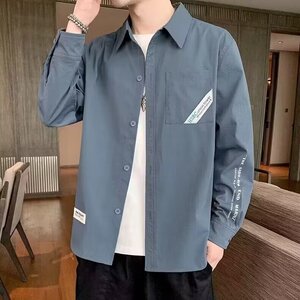 男士春秋季2025新款长袖衬衣男生上衣服痞帅休闲寸衫外套潮流百搭图片