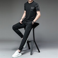 夏天男士休闲套装男夏季运动套装男衣服运动服套装男装短袖套装，男装休闲套装，电商B212（原钱塘6029）