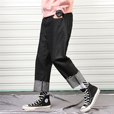 港风2021春款牛仔裤宽松直筒休闲裤九分裤两色跑量5063-229，男装牛仔裤，星座304A-1