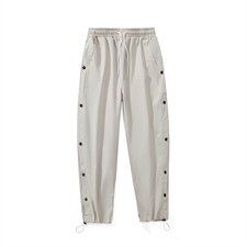 K3080/40秋装白底平铺休闲裤男排扣格子撞色大码束脚运动裤子，男装休闲裤，电商A141