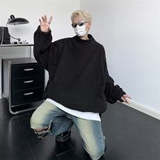 危机青年摇粒绒卫衣男秋冬季半高领日系宽松休闲WZ92-P45，男装卫衣，星座1109-3