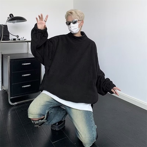 危机青年摇粒绒卫衣男秋冬季半高领日系宽松休闲WZ92-P45图片