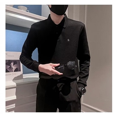 翻领Polo衫外套男潮高级感卫衣秋季穿搭长袖上衣重磅t恤休闲男装，男装Polo衫，星座506A