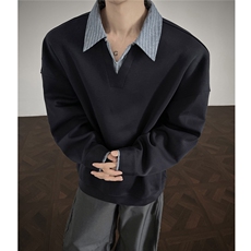 地板风320克曼巴棉假两件V领卫衣外套HWH53-P68控108，女装短外套，星座514A（原614）