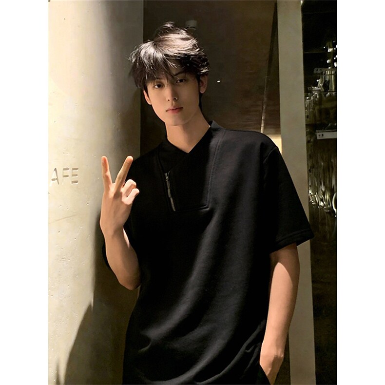 2026夏季新款V领270g华棉大码短袖T恤DT6263特P25建议零售价68，男装T恤，电商A001