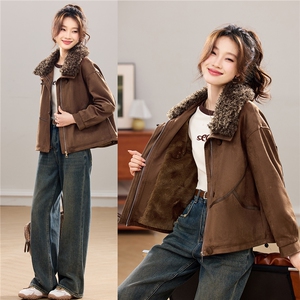 现货25冬新款麂皮绒加厚毛毛外套衣珂纱朗2D044-811-P175-K265图片